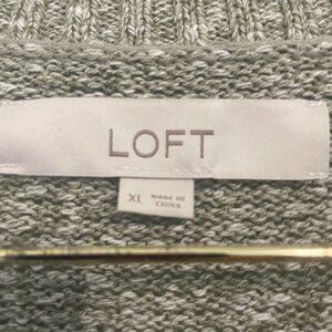 Loft Sage and cream marled v-neck cardigan.